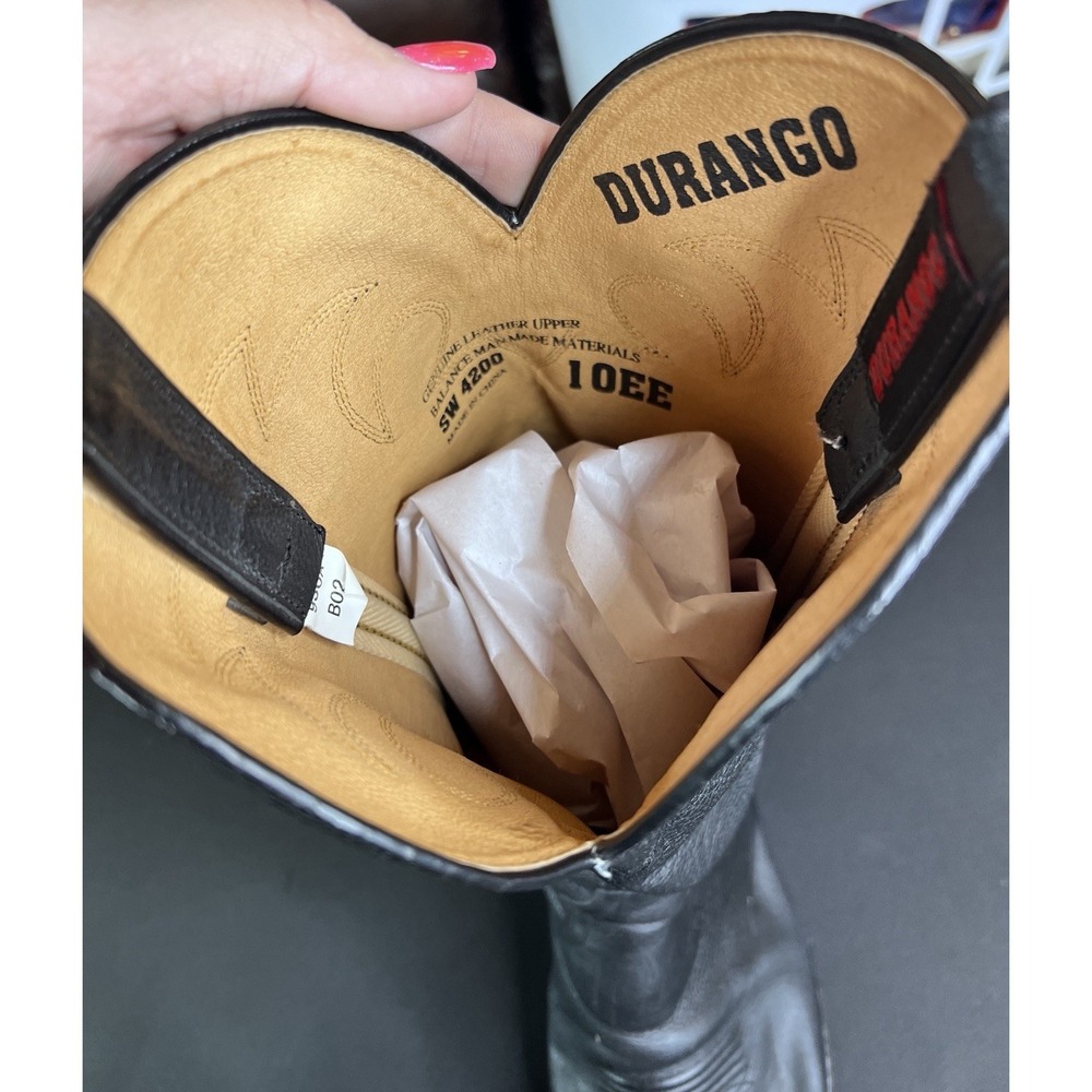 Durango Black Leather Western Cowboy Boots Style SW4200 Mens Size 10EE Roping - Picture 6 of 7